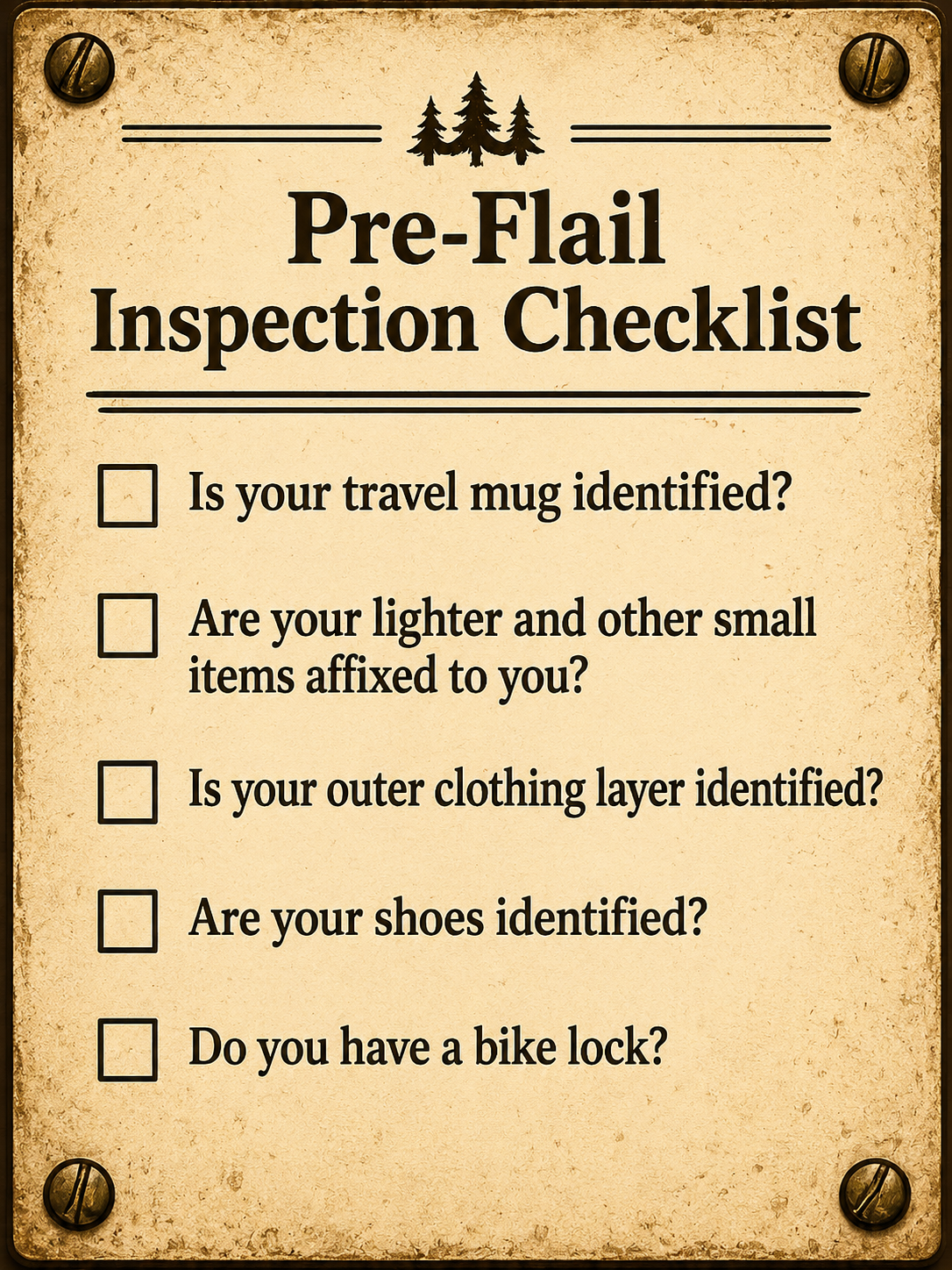Pre-Flail Inspection Checklist